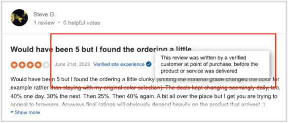 Hover over explanatory text for ever point-of-sale review