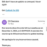 Woman on the phone “so sport we’ve upgraded your shipping.” To 2days unfortunately we can’t send it out until tomorrow the 4th we missed today’s shipment. Received it at 7:13am on the 8th. The carrier put the 7th at 7:13pm wich was a another lie.