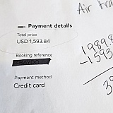 Air France receipt for tickets. The JustFly amount was 1989.84. It's on the receipt uploaded for this review.