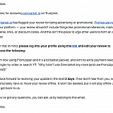 Trustpilot asking me to take my review down at Zenmarket's request