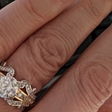 Stayed this way for less than 5 months! Turned to garbage. Tarnished and gray. Ugly, ugly ring!