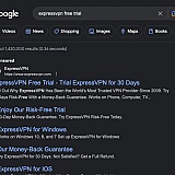 Screenshot of Google search ad promoting ExpressVPN free trial.