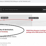 Evidence from Cainiao Tracking showing the Tracking Number they give me asking me to "pick up" the parcel does not exist as it was replaced when they arbitrarily decided to combine the order with several others.