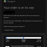 Order supposed to arrive July 25-26 but the tracking number shows that Google only create a shipping label but never shipped the order.