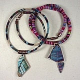 Ceramic Shard necklaces on KBeads Ethnic cloth cords and red copper terminators.
