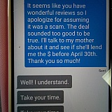 Another double text at end with very kind behavior, but I am sure I will be asked about the "sale" in the near future from this same number or a different one... If this is a legit site, then I am wrong.
I just go with my intuition