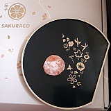 Melon white chocolate daifuku (mochi). It's so good! The plate came with the box as well.