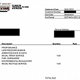Copy of invoice showing ridiculous late fees and other fees I was not informed about.
