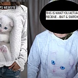 It is not a fluffy sweatshirt - it's a thin itchy material with a cat graphic on it.