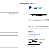 Put my shipping address into PayPal, but TshitBordello shipped to the old address on the website anyway.