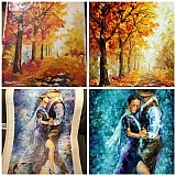 Afremov studio reproductions on the left compared with the advertised pictures online which I believed I would be getting close replicas of.