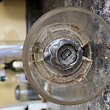 Broken acrylic peppercorns fall out