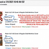 This was my "receipt" for 2 of the comics in that order. I was supposed to pay 60% off because THE CART REFLECTED THAT AS I HIT PAY. It was $1.81 when I hit pay. Then this. They tell me it's MY FAULT.