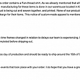 They never said, when I placed the order on 8/24, that they were behind, or that the order might take a month to receive. I ordered it for a special event. Also, the September 15th date lately given in this email came and went without acknowledgement.