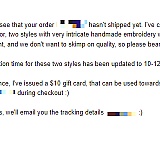 Offered a gift card, but couldn't even make the 10-12 week promise.