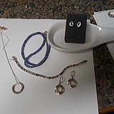 Forgot the champagne diamond necklace in there. It's 14k rose gold over silver but chain is 10k rose gold.