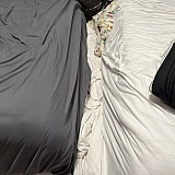 Our huge gap stuffed with blankets