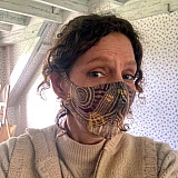 A customer from France wearing one of my facemasks, replicating a macramé design.