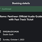 Booking confirmation